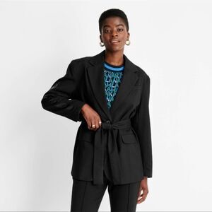 Future Collective Kahlana Barfield Brown Target Tie-Front Blazer Black size M